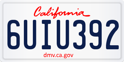 CA license plate 6UIU392