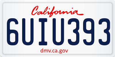 CA license plate 6UIU393