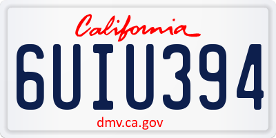 CA license plate 6UIU394