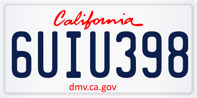 CA license plate 6UIU398