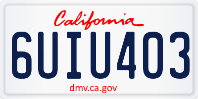 CA license plate 6UIU403