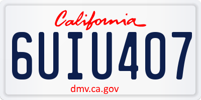 CA license plate 6UIU407