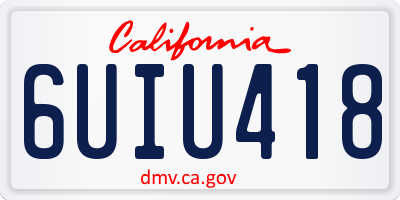 CA license plate 6UIU418