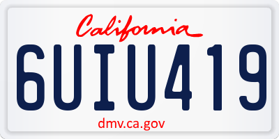 CA license plate 6UIU419