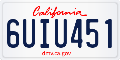 CA license plate 6UIU451