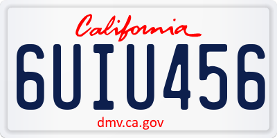 CA license plate 6UIU456