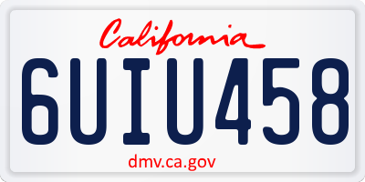 CA license plate 6UIU458