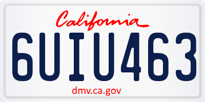 CA license plate 6UIU463