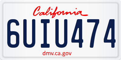 CA license plate 6UIU474
