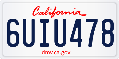 CA license plate 6UIU478