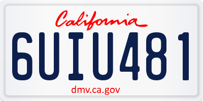 CA license plate 6UIU481