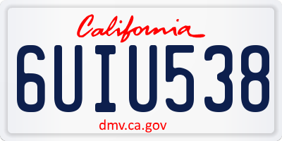 CA license plate 6UIU538