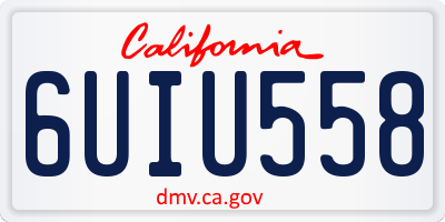 CA license plate 6UIU558