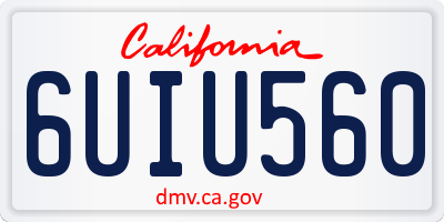 CA license plate 6UIU560