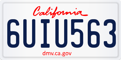 CA license plate 6UIU563