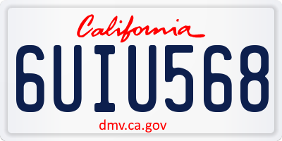 CA license plate 6UIU568