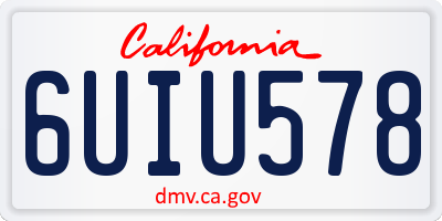 CA license plate 6UIU578