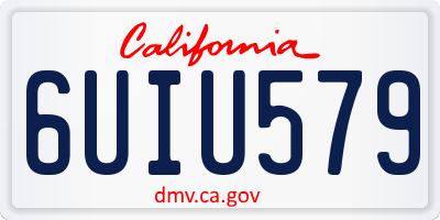 CA license plate 6UIU579