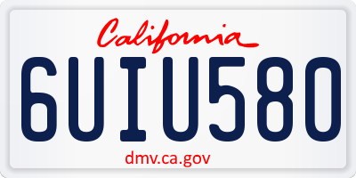 CA license plate 6UIU580