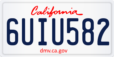 CA license plate 6UIU582
