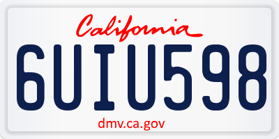 CA license plate 6UIU598