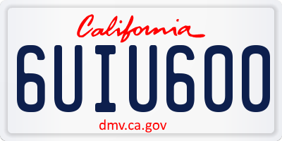 CA license plate 6UIU600