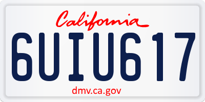CA license plate 6UIU617