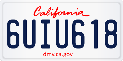 CA license plate 6UIU618