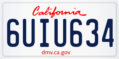 CA license plate 6UIU634