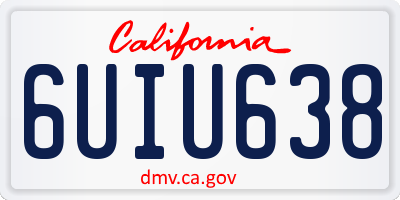 CA license plate 6UIU638