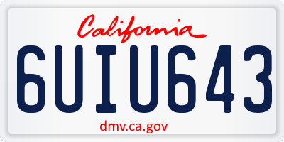 CA license plate 6UIU643