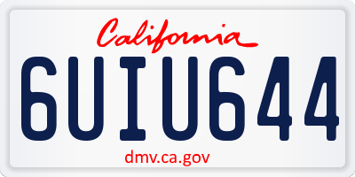 CA license plate 6UIU644