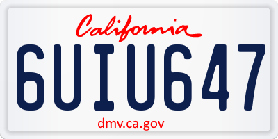 CA license plate 6UIU647