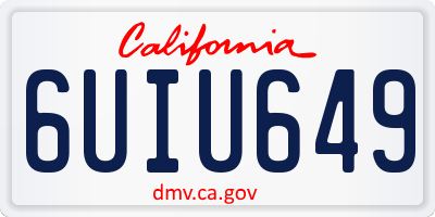 CA license plate 6UIU649