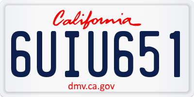 CA license plate 6UIU651