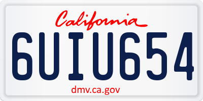 CA license plate 6UIU654