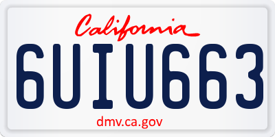 CA license plate 6UIU663