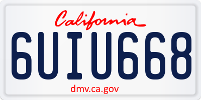 CA license plate 6UIU668