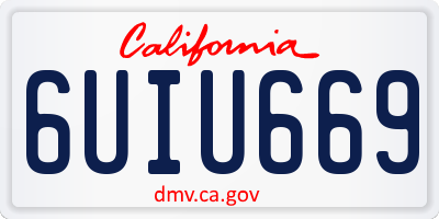 CA license plate 6UIU669