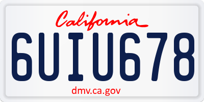 CA license plate 6UIU678