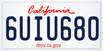CA license plate 6UIU680
