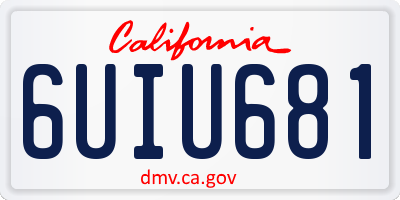 CA license plate 6UIU681
