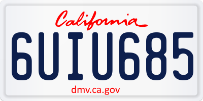 CA license plate 6UIU685