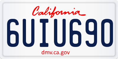 CA license plate 6UIU690