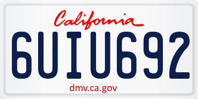 CA license plate 6UIU692