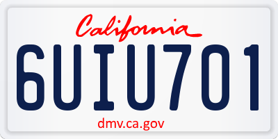 CA license plate 6UIU701
