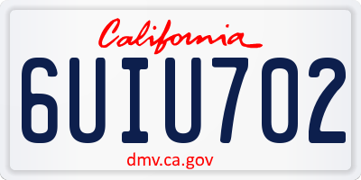CA license plate 6UIU702
