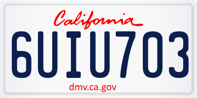 CA license plate 6UIU703