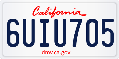 CA license plate 6UIU705
