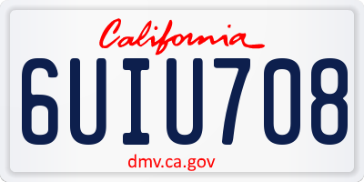 CA license plate 6UIU708